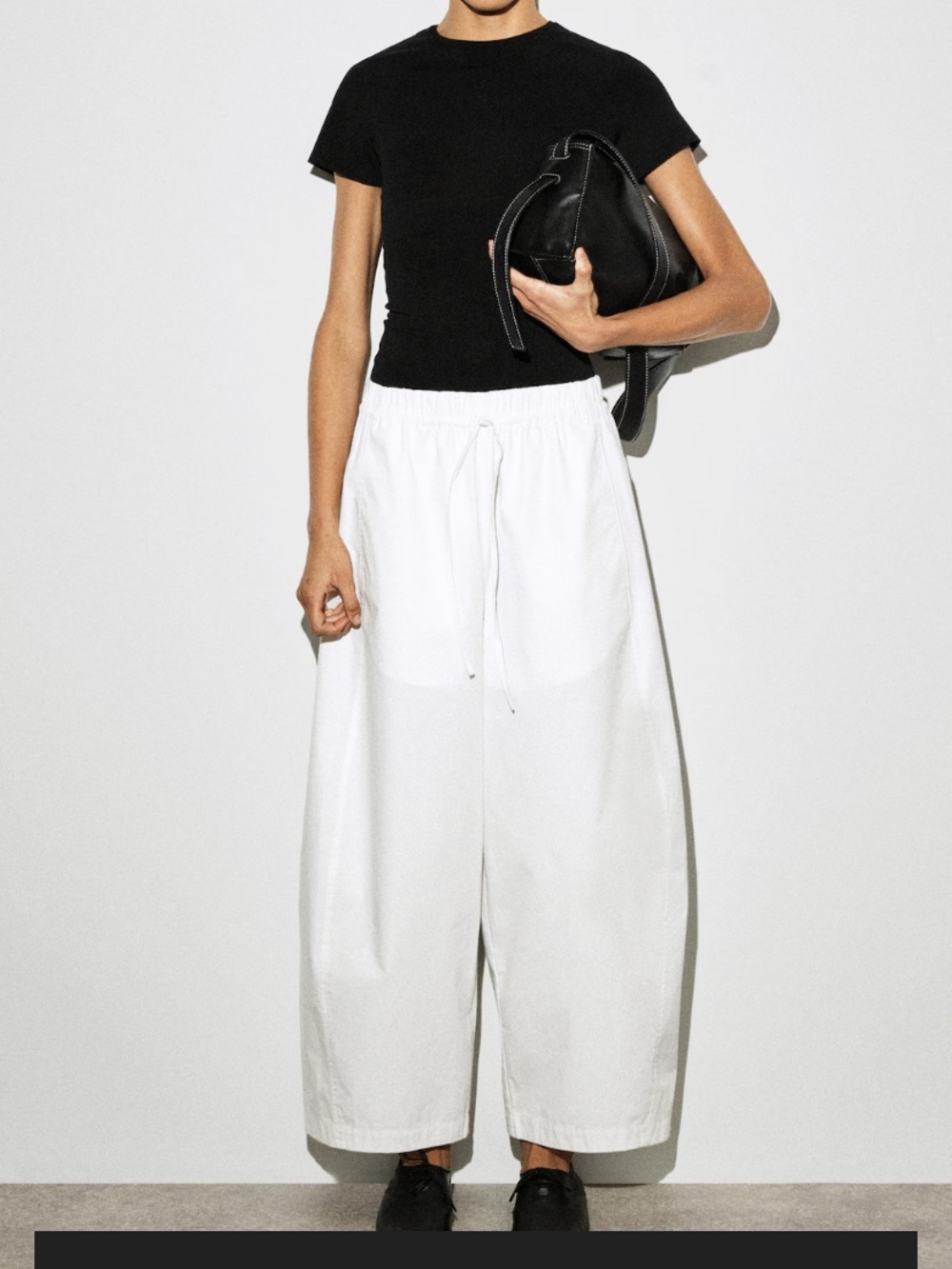 NWT viral Cos Elasticated Waist Barrel Pants- white- size 10
